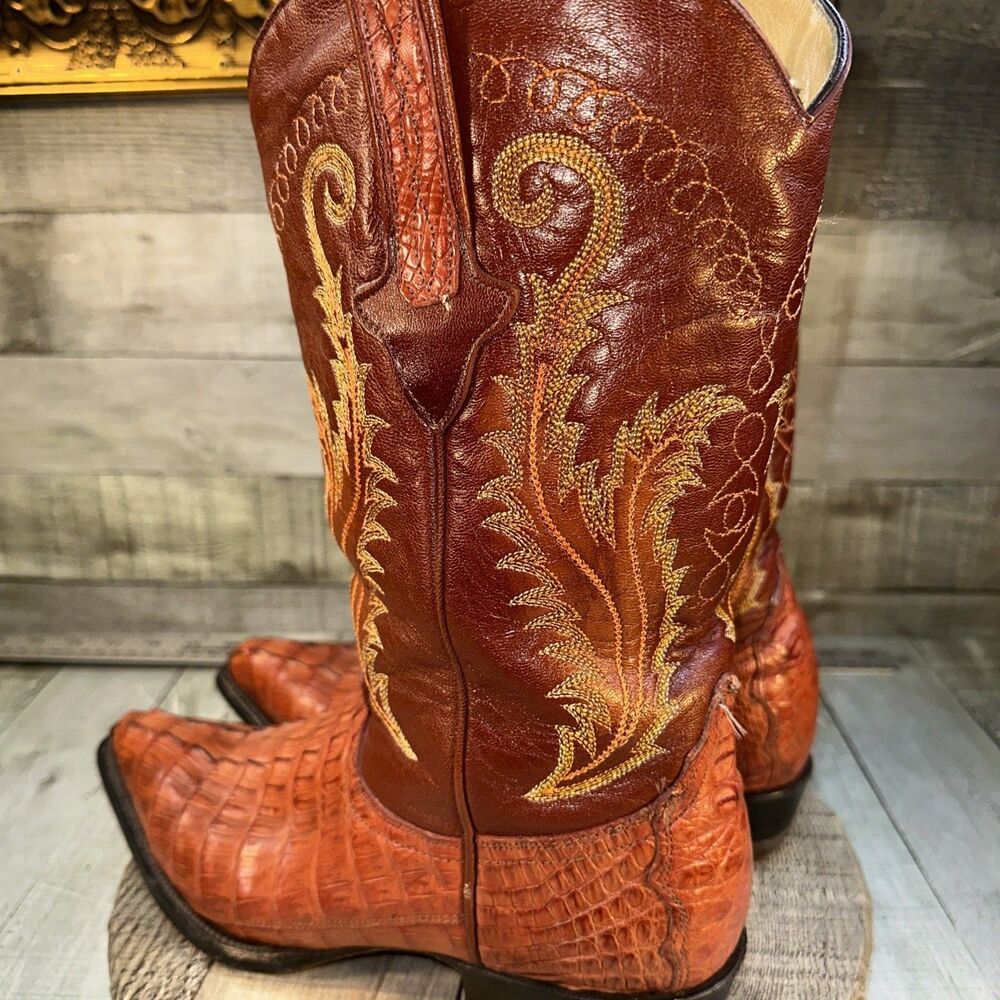Cuadra Wild West Caiman Belly Cowboy Boots Men’s 8 USA Exotic Leather Mexico - Picture 5 of 16